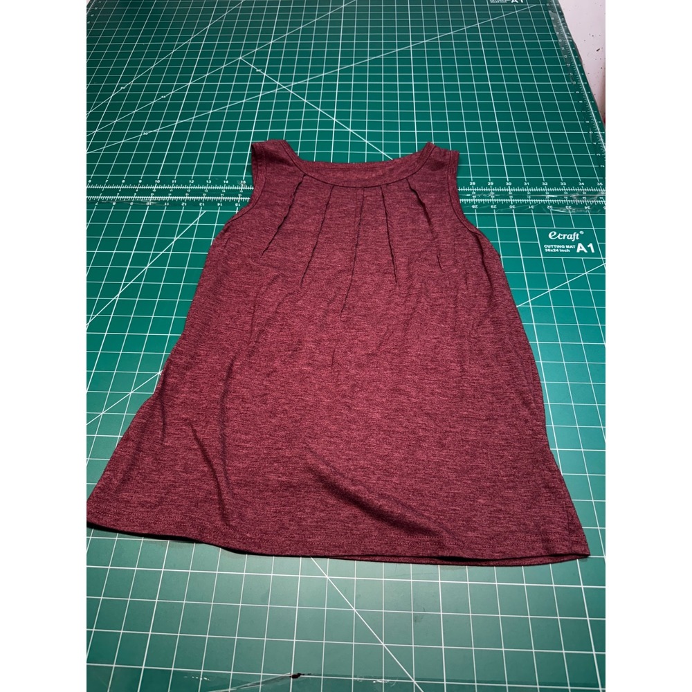 SHEIN Womens Small Burgundy Heathered Pleated Neck Sleeveless Tank Top Blouse